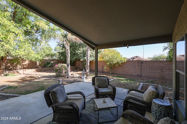 view of patio / terrace featuring an outdoor living space