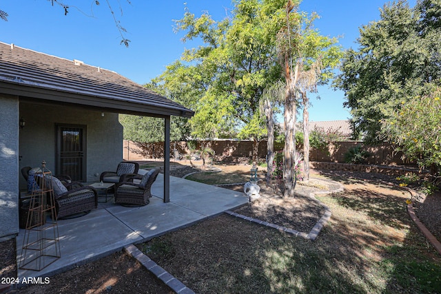 view of yard with a patio and an outdoor hangout area