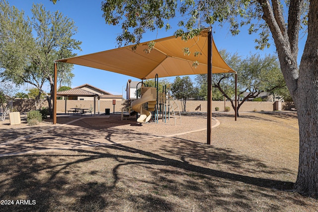 view of yard featuring a playground