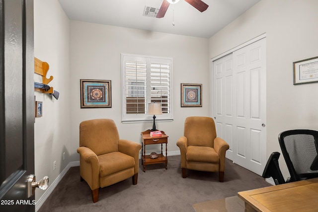 27276 N 81st Ln, Peoria, AZ 85383 - office area featuring ceiling fan, baseboards, and carpet