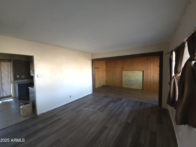 interior space with dark wood-type flooring