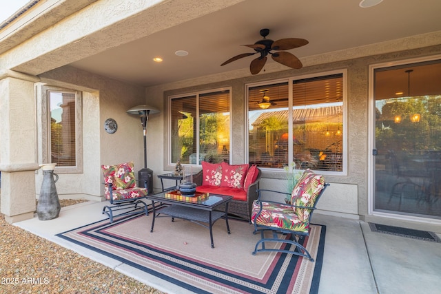 view of patio with a ceiling fan