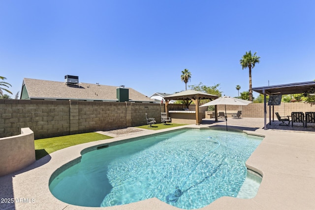 6605 W Altadena Ave, Glendale, AZ 85304 - view of swimming pool featuring a gazebo, a patio, and a fenced backyard