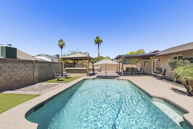 6605 W Altadena Ave, Glendale, AZ 85304 - view of swimming pool featuring a gazebo, a fenced backyard, and a patio