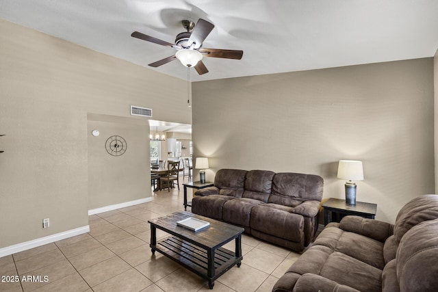 6605 W Altadena Ave, Glendale, AZ 85304 - living area featuring a ceiling fan, light tile patterned flooring, and a chandelier