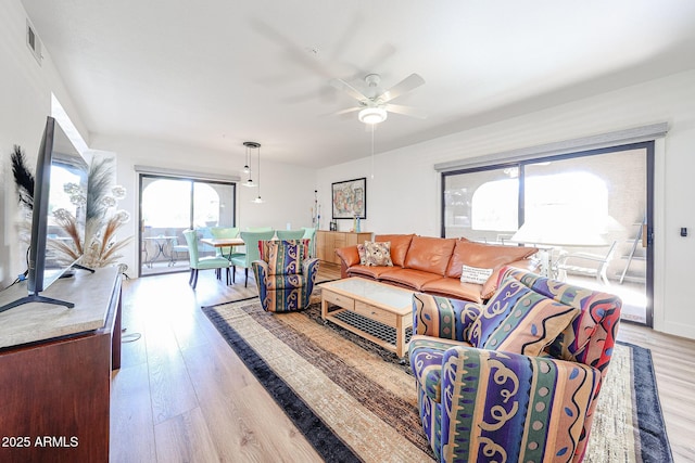 15225 N 100th St Unit 1185, Scottsdale, AZ 85260 - living room featuring light wood-style floors and ceiling fan