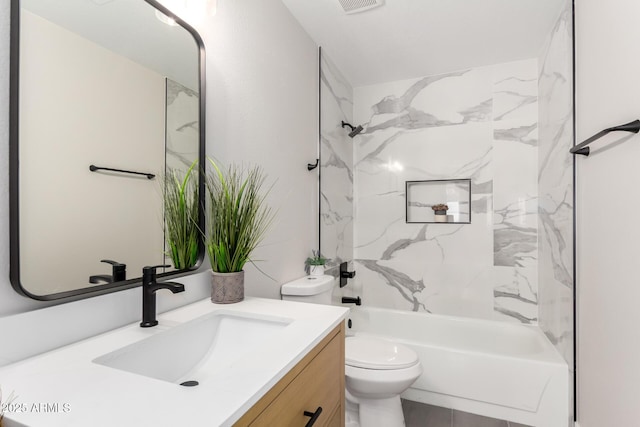 full bathroom with vanity, shower / bathing tub combination, and toilet