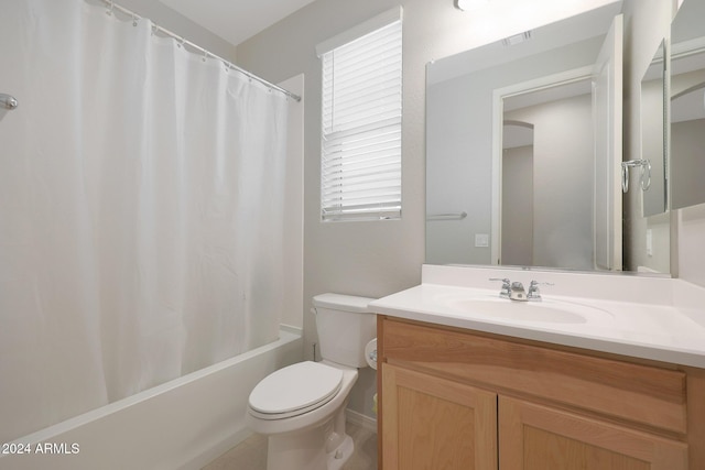 15072 W Mckinley St, Goodyear, AZ 85338 - full bathroom featuring visible vents, toilet, shower / tub combo, and vanity