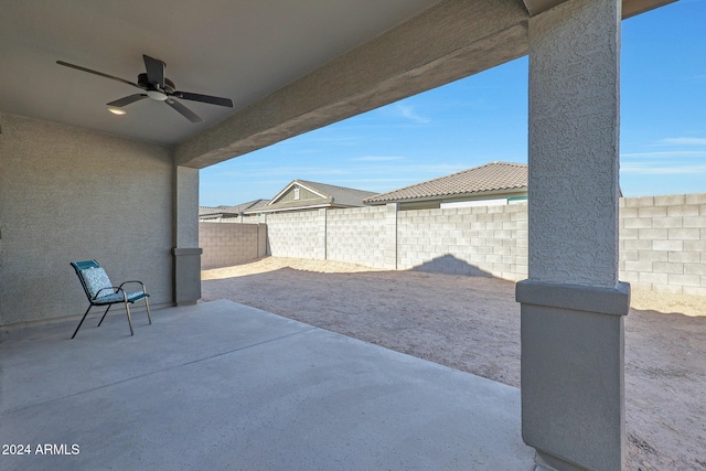 15072 W Mckinley St, Goodyear, AZ 85338 - view of patio with a fenced backyard and a ceiling fan