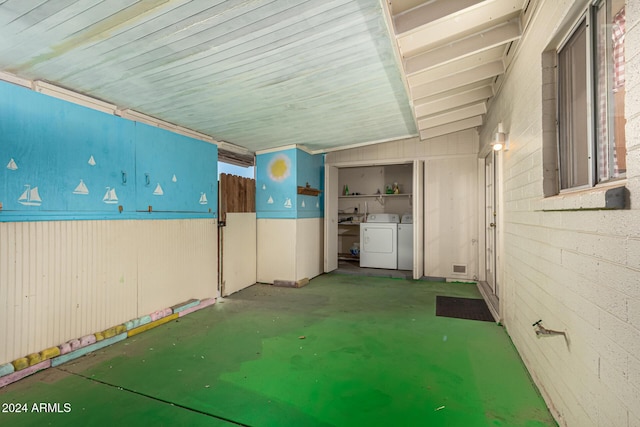 interior space with separate washer and dryer