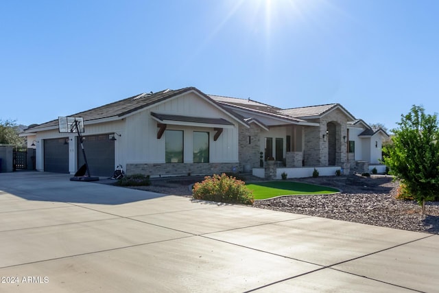 view of front of property with a garage