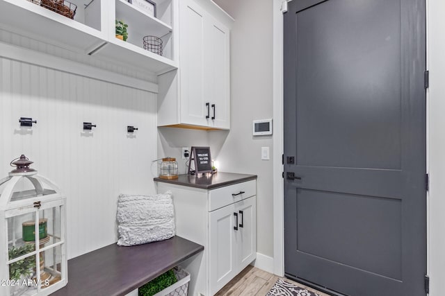 mudroom featuring light hardwood / wood-style floors