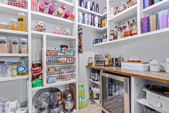 pantry with beverage cooler