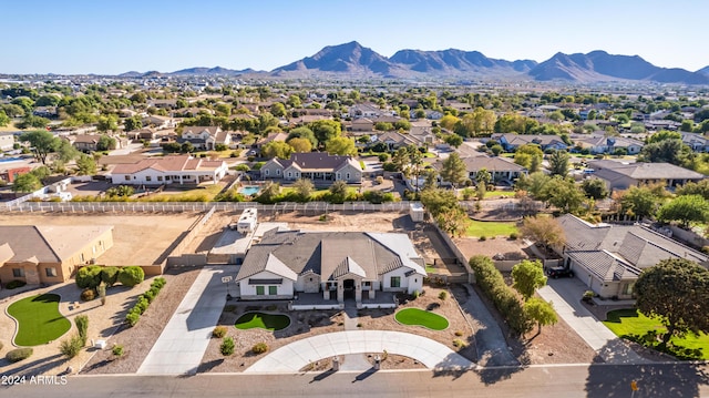 bird's eye view with a mountain view