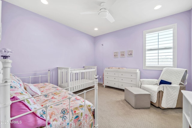 3417 E Los Gatos Dr, Phoenix, AZ 85050 - bedroom featuring carpet, ceiling fan, and recessed lighting