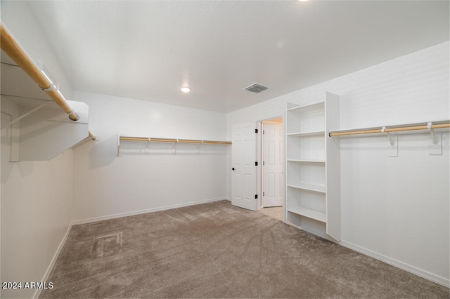 spacious closet with light colored carpet