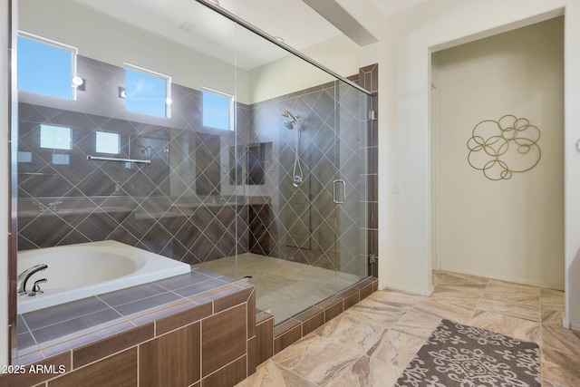 bathroom with plus walk in shower