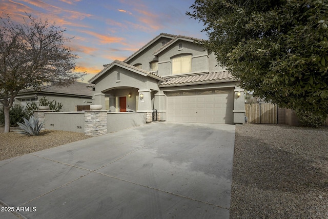 view of front property with a garage