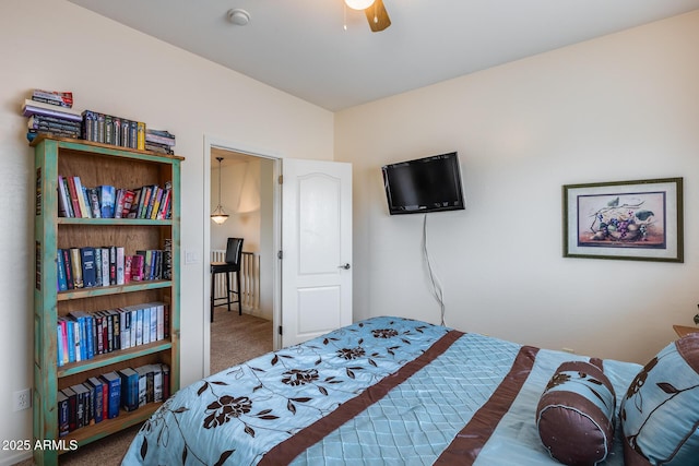 bedroom with carpet and ceiling fan