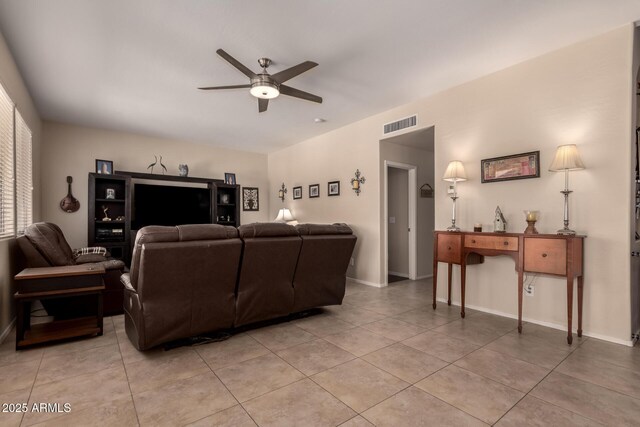 4834 E Robin Ln, Phoenix, AZ 85054 - living room with ceiling fan, light tile patterned flooring, and baseboards