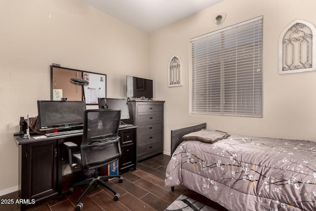 4834 E Robin Ln, Phoenix, AZ 85054 - bedroom featuring wood finish floors, baseboards, and an office area