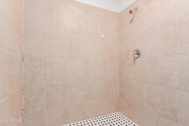 bathroom with a tile shower