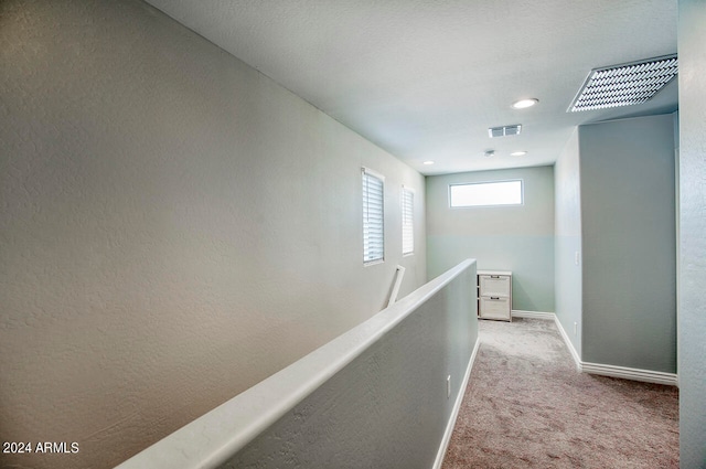 hallway with light carpet