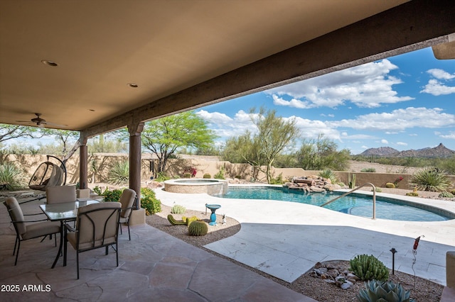 8400 E Dixileta Dr Unit 153, Scottsdale, AZ 85266 - view of pool featuring a fenced backyard, a patio, and a mountain view
