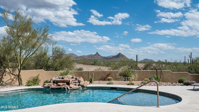8400 E Dixileta Dr Unit 153, Scottsdale, AZ 85266 - view of pool featuring fence, a mountain view, and a fenced in pool