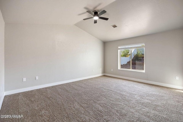 780 E Cobble Ln, Taylor, AZ 85939 - carpeted spare room featuring a ceiling fan, lofted ceiling, and baseboards