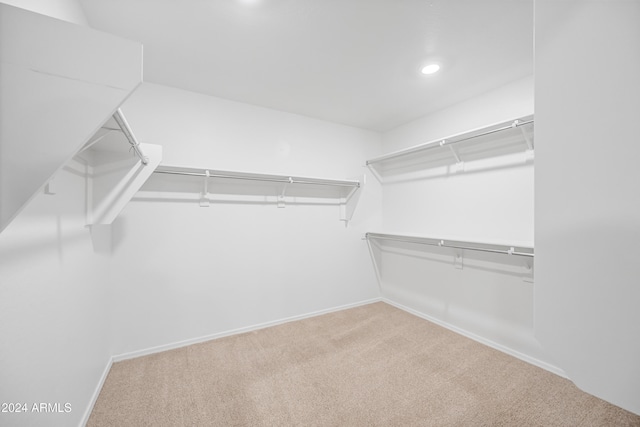 walk in closet with carpet