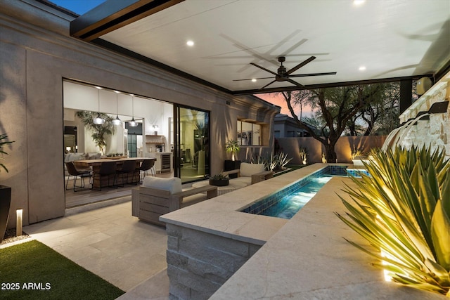33667 N 71st Way, Scottsdale, AZ 85266 - view of pool featuring ceiling fan, a patio area, and outdoor dining space