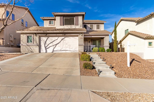 view of front of property with a garage