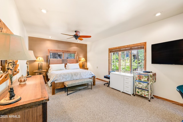 1697 E Solitude Ct Unit 22, Flagstaff, AZ 86005 - carpeted bedroom featuring ceiling fan and recessed lighting