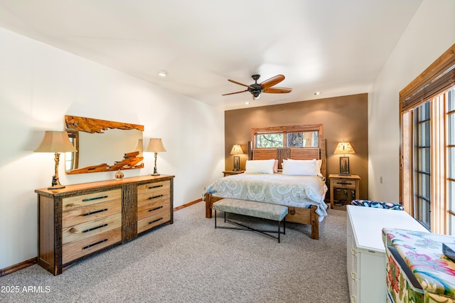 1697 E Solitude Ct Unit 22, Flagstaff, AZ 86005 - bedroom featuring light carpet, recessed lighting, and a ceiling fan