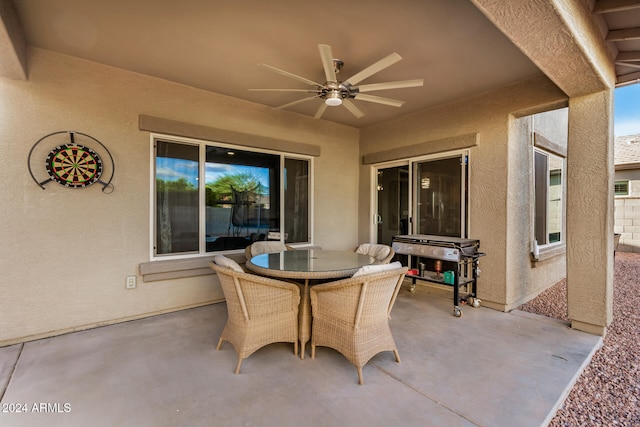 view of patio with ceiling fan