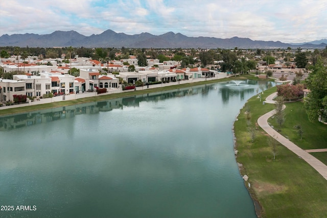 property view of water featuring a residential view and a mountain view