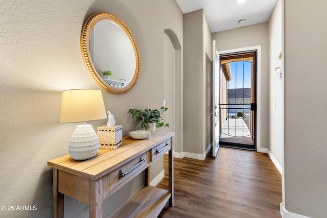 5524 N Brinson Ln, Prescott Valley, AZ 86314 - doorway to outside featuring wood finished floors and baseboards