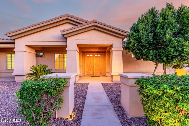 3531 E Norwood Cir, Mesa, AZ 85213 - property entrance with stucco siding and a tiled roof