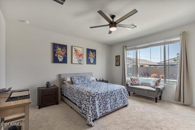 bedroom with carpet and ceiling fan