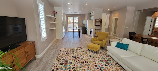 living room with light wood-type flooring