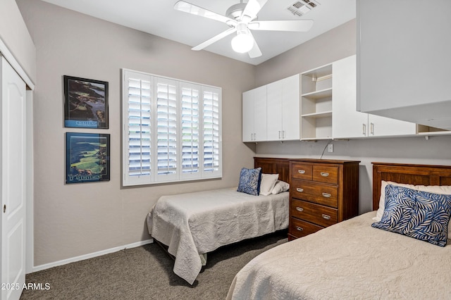 2260 E Binner Dr, Chandler, AZ 85225 - carpeted bedroom featuring a closet, visible vents, a ceiling fan, and baseboards