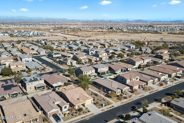 bird's eye view with a mountain view