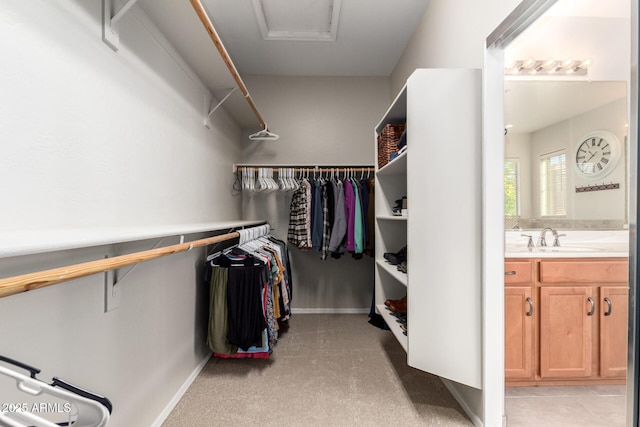 spacious closet with sink