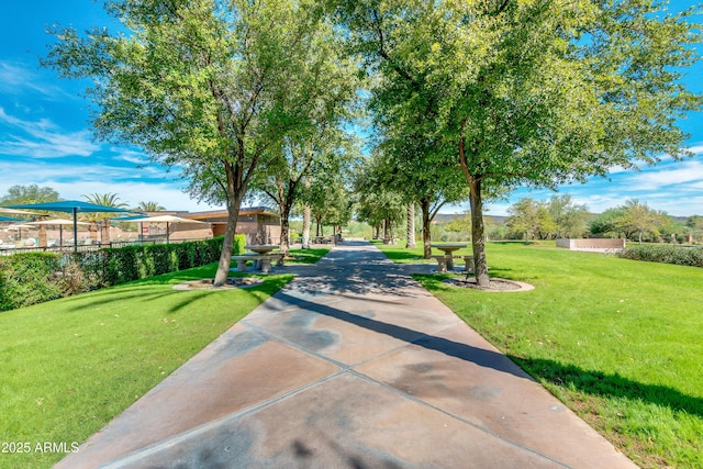 view of home's community featuring a lawn