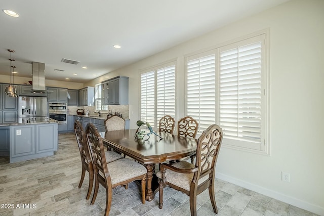 dining area with sink