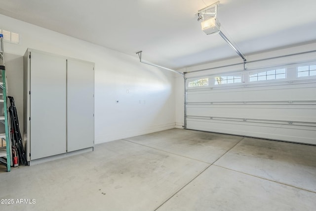 garage with a garage door opener