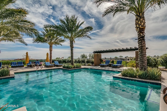 view of pool featuring a patio area