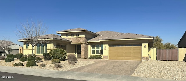 prairie-style house with a garage