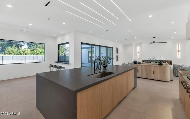 kitchen with a large island and sink